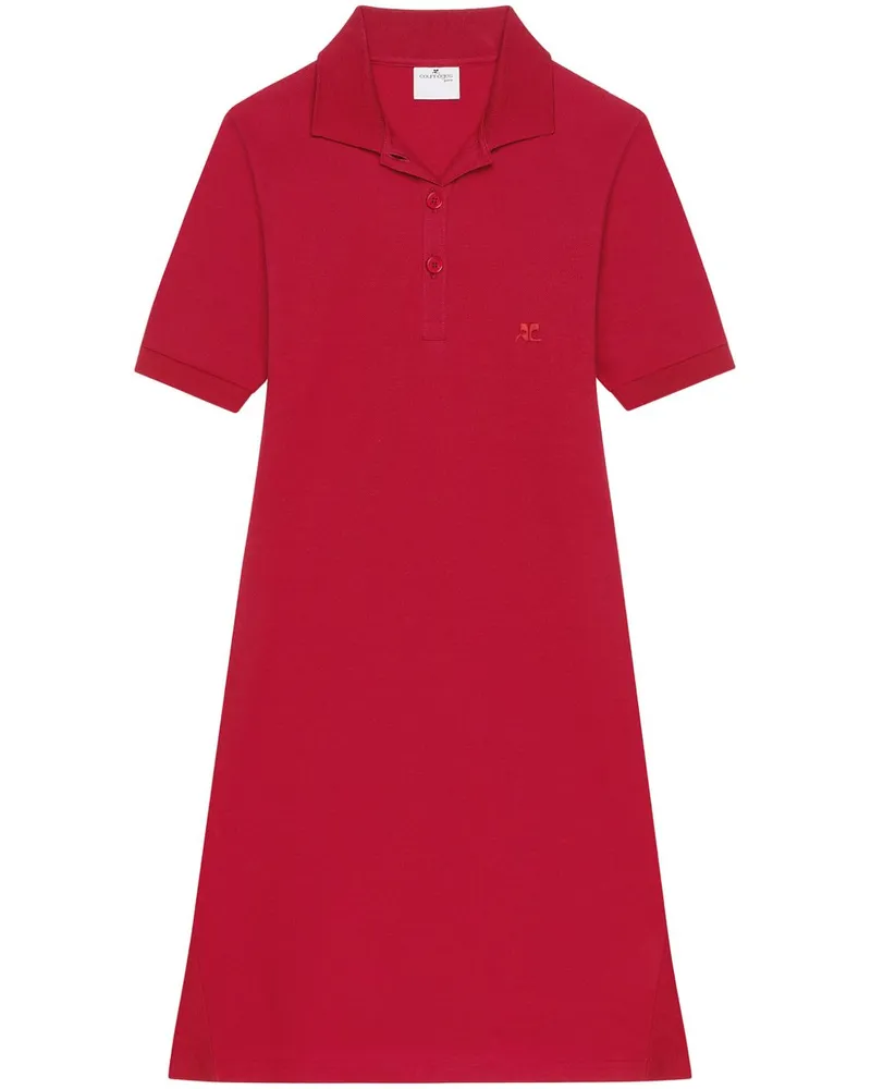 Courrèges Midikleid mit Poloshirtkragen - Rot Rot