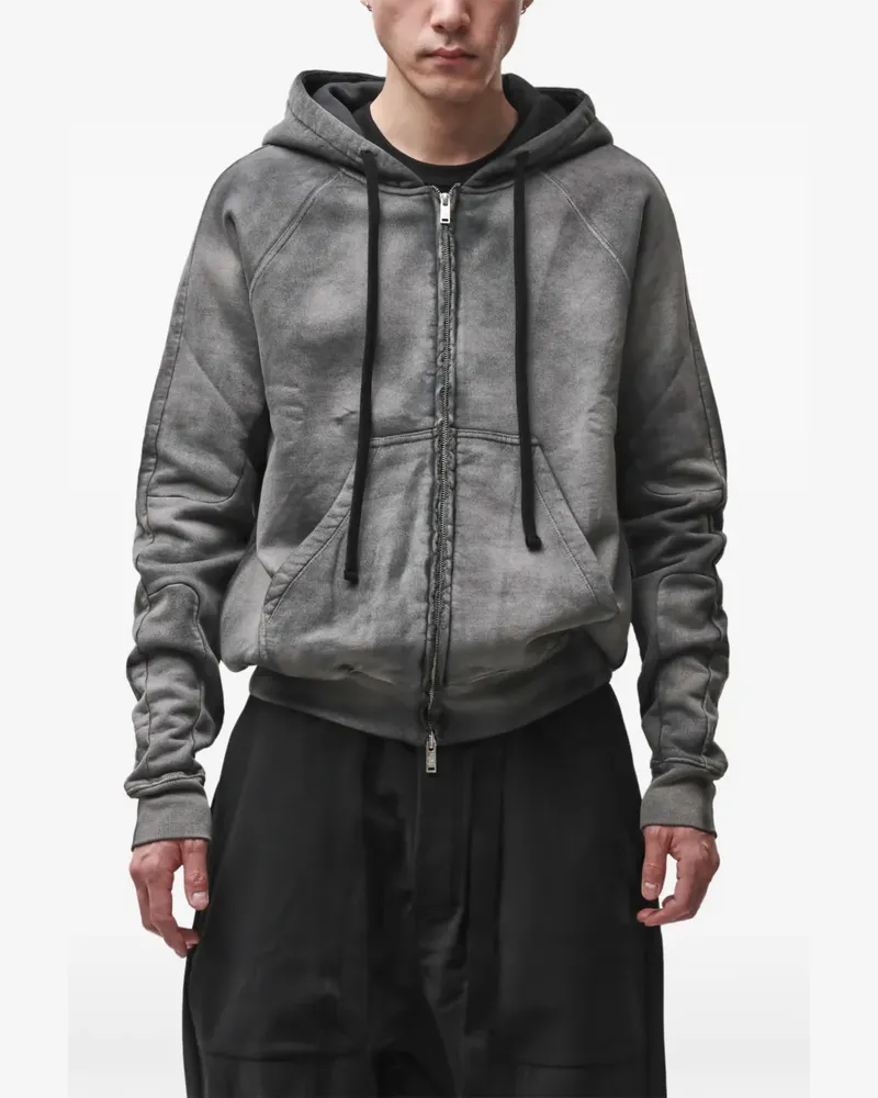 THOM KROM stone-wash zip-up hoodie - Grau Grau