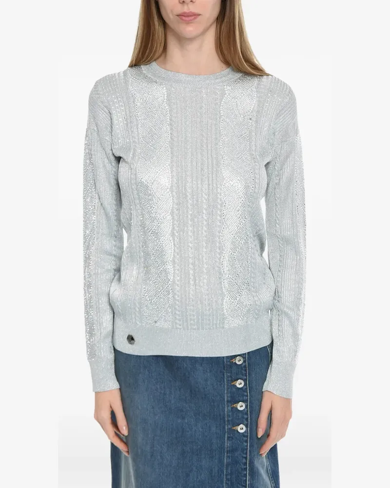Philipp Plein Cable-knit sweater - Silber Silber
