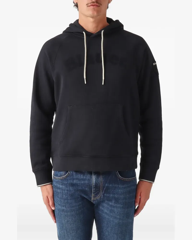Blauer logo-print raglan-sleeve hoodie - Schwarz Schwarz