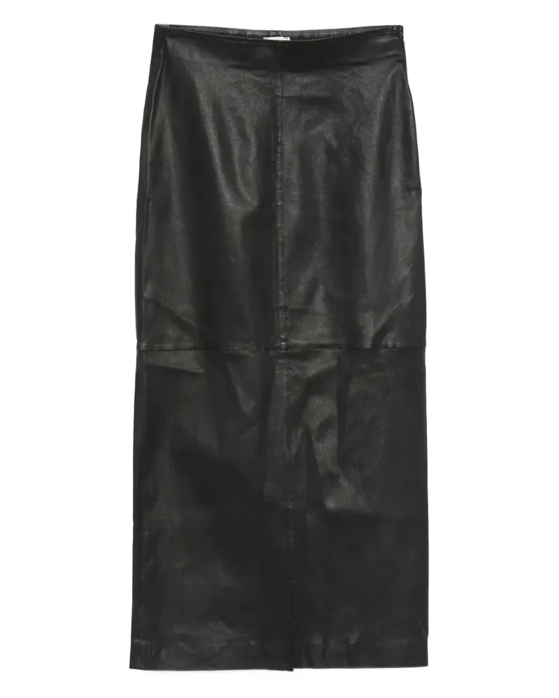 ALYSI Klassischer Lederrock - Schwarz Schwarz