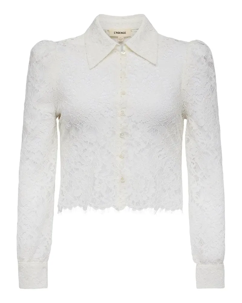 L'Agence Anita lace puff-sleeve shirt - Weiß Weiß