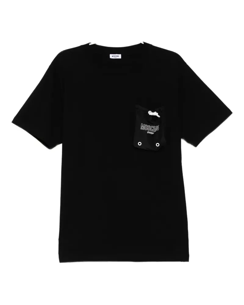 Moschino logo-print pocket T-shirt - Schwarz Schwarz