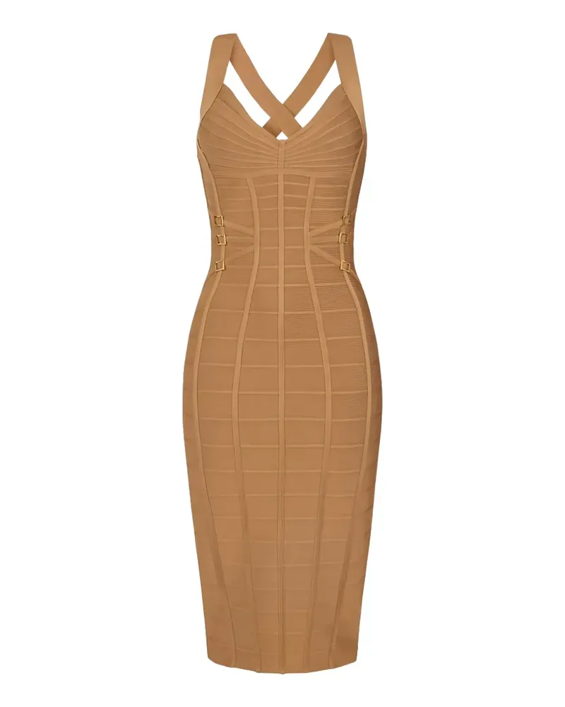 Elisabetta Franchi 3D knit pencil midi dress - Nude Nude