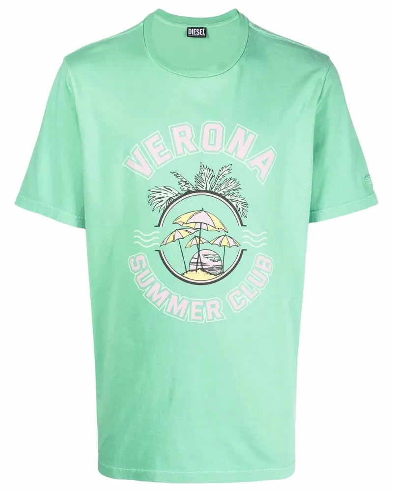 Diesel T-Shirt mit grafischem Print - Grün Grün