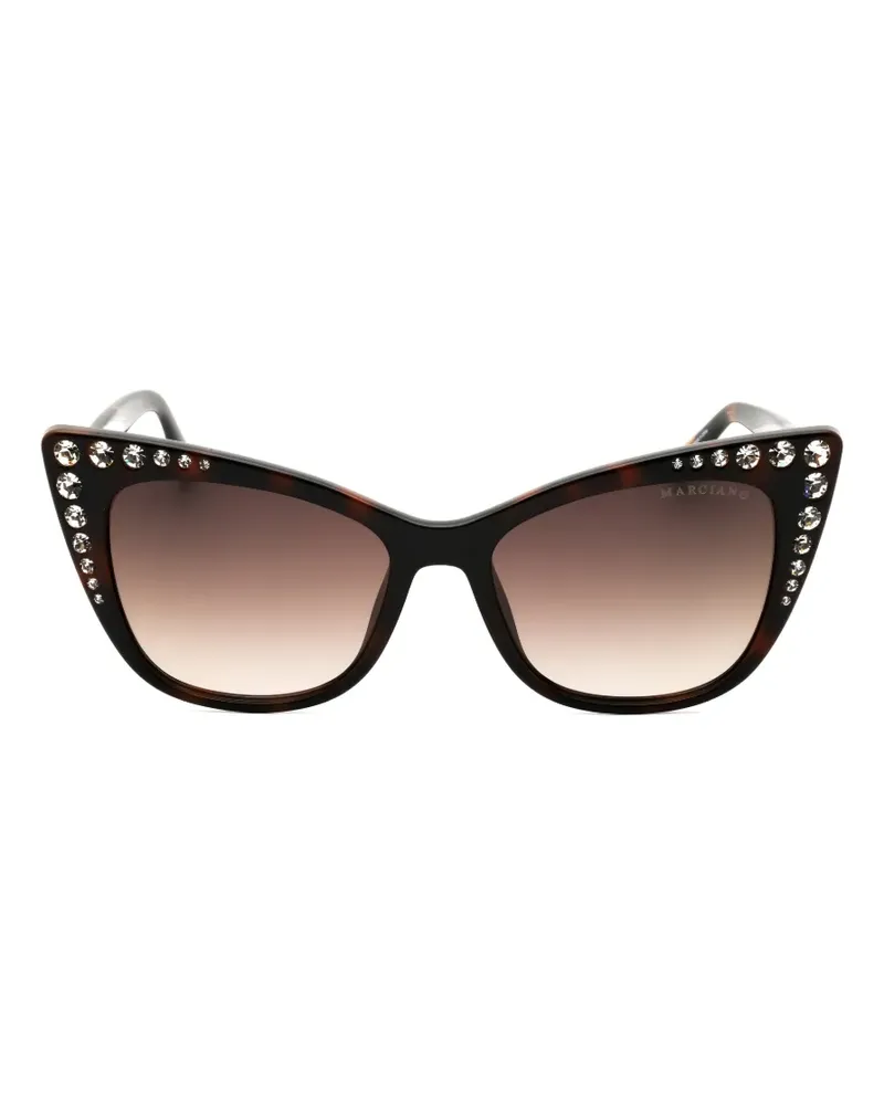 MARCIANO Los Angeles crystal-embellished cat-eye frame sunglasses - Braun Braun