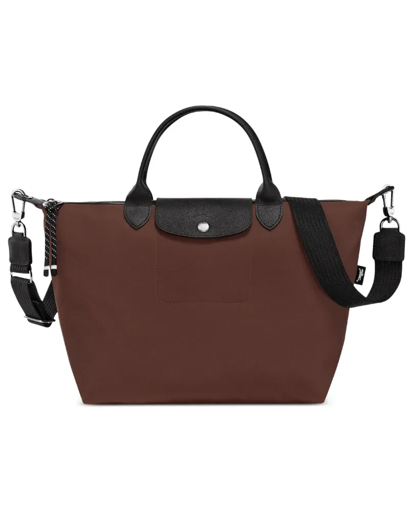 Longchamp Le Pliage Green Tote Bag mit Lederbesatz - Braun Braun