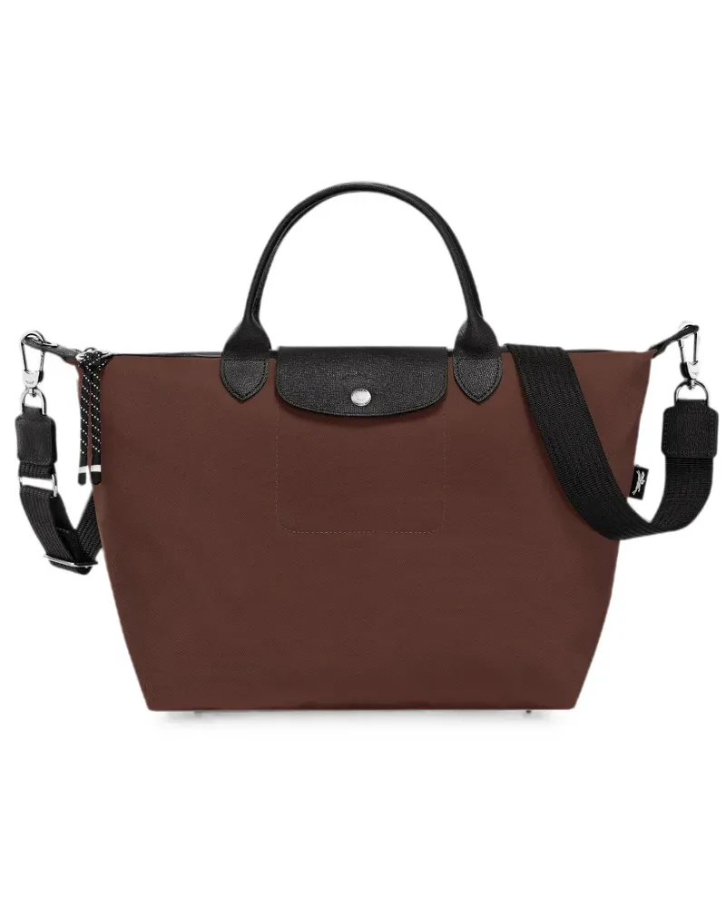 Longchamp Le Pliage Green Tote Bag mit Lederbesatz - Braun Braun