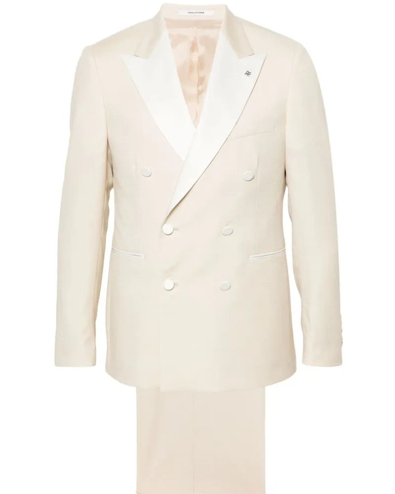 Tagliatore Doppelreihiges Sakko mit Jacquardmuster - Nude Nude