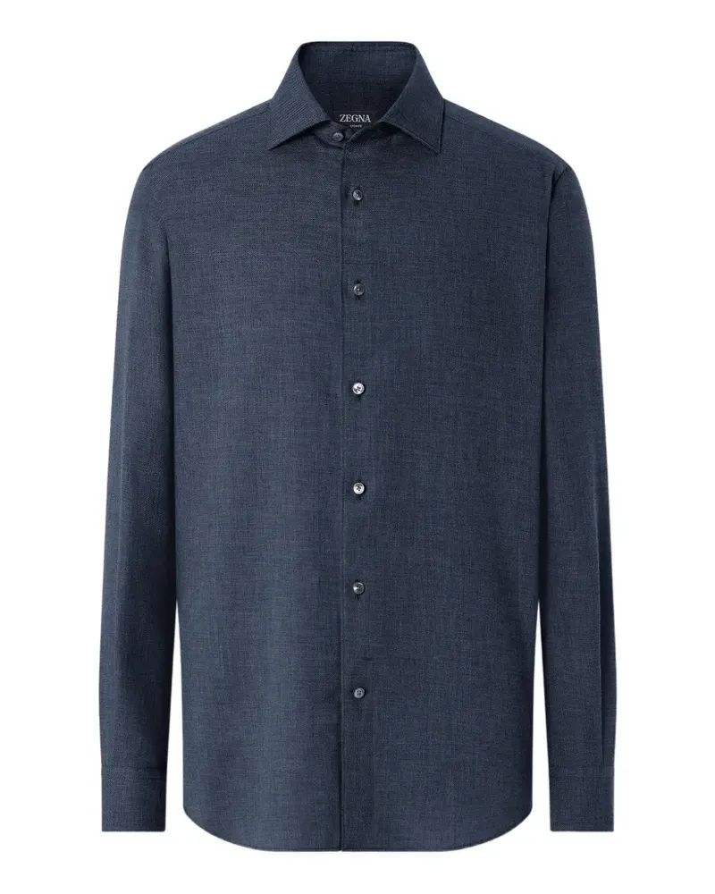 Ermenegildo Zegna Marineblaues Cashco Hemd Blau