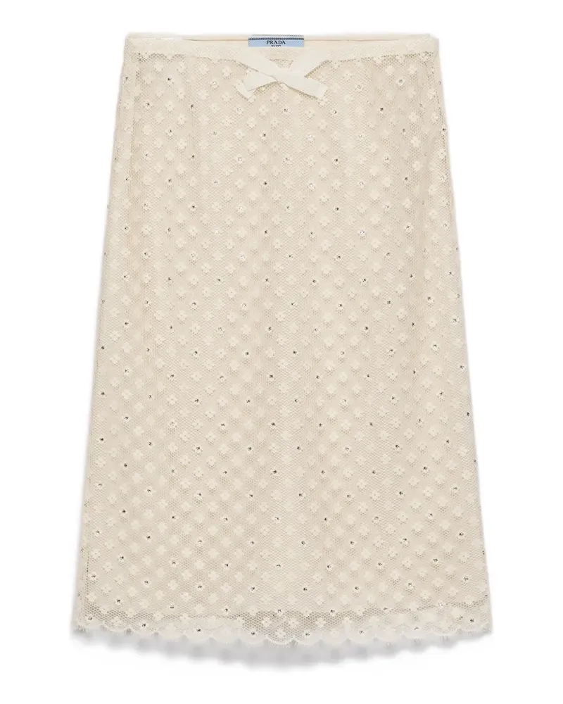 Prada embroidered lace skirt - Nude Nude
