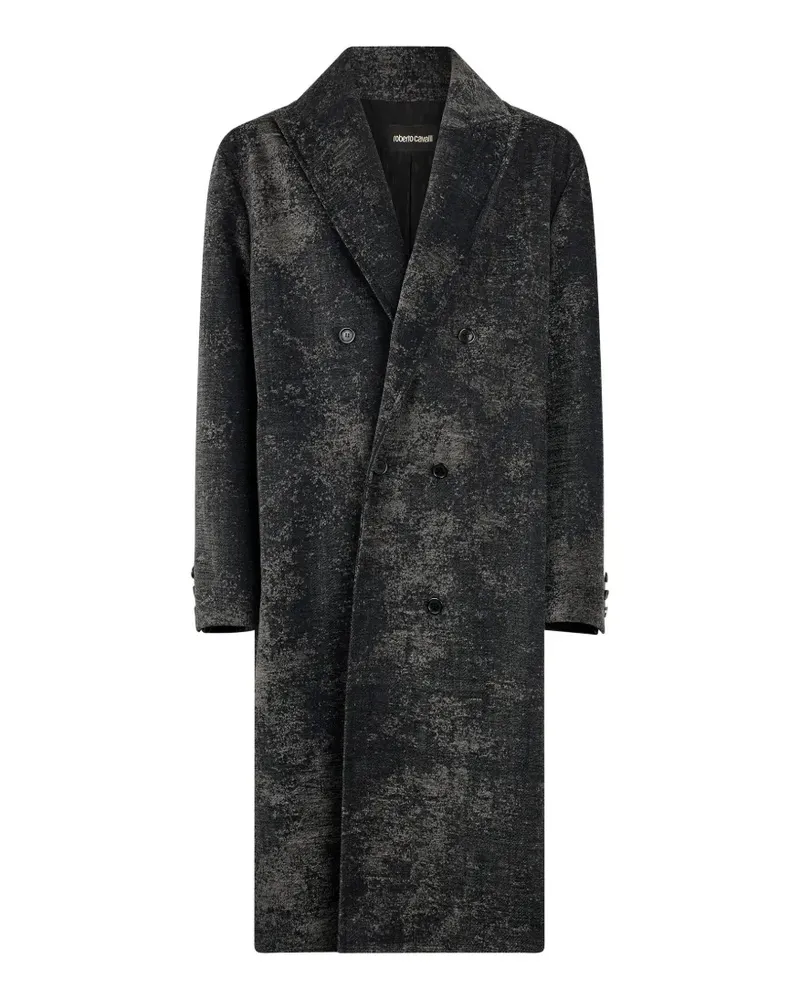 Roberto Cavalli double-breasted distressed-effect coat - Schwarz Schwarz
