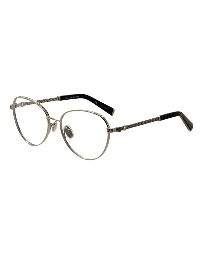 Philipp Plein Geometrische Brille mit Kristallen - Silber Silber