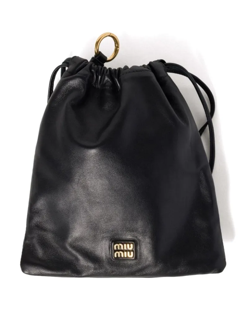 Miu Miu Clutch mit Logo-Patch - Schwarz Schwarz
