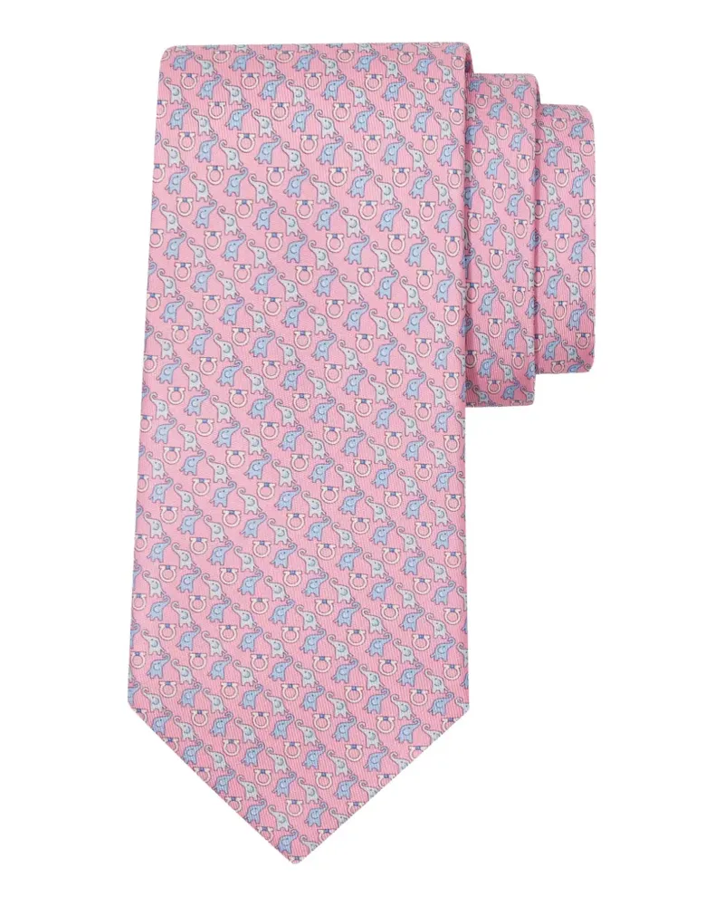 Ferragamo Seidenkrawatte mit Elefanten-Print - Rosa Rosa