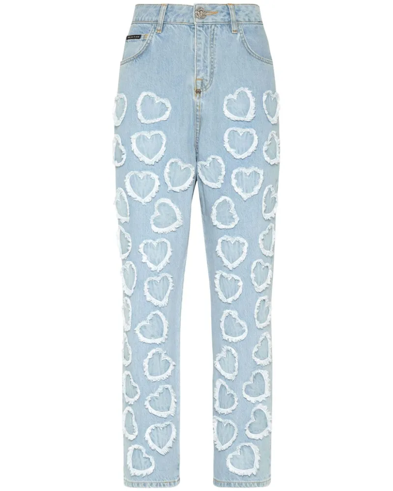 Philipp Plein Tapered-Jeans mit Logo-Patch - Blau Blau