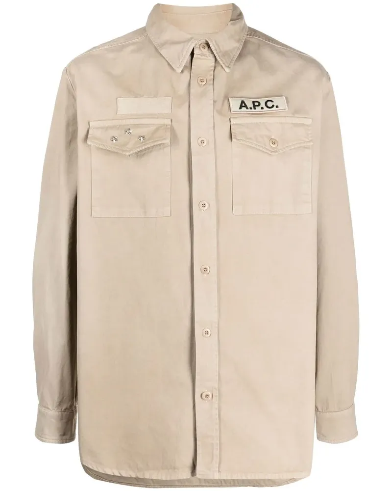 A.P.C. Hemdjacke mit Logo-Patch - Nude Nude