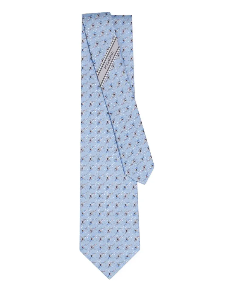 Ferragamo Seidenkrawatte mit Billard-Print - Blau Blau