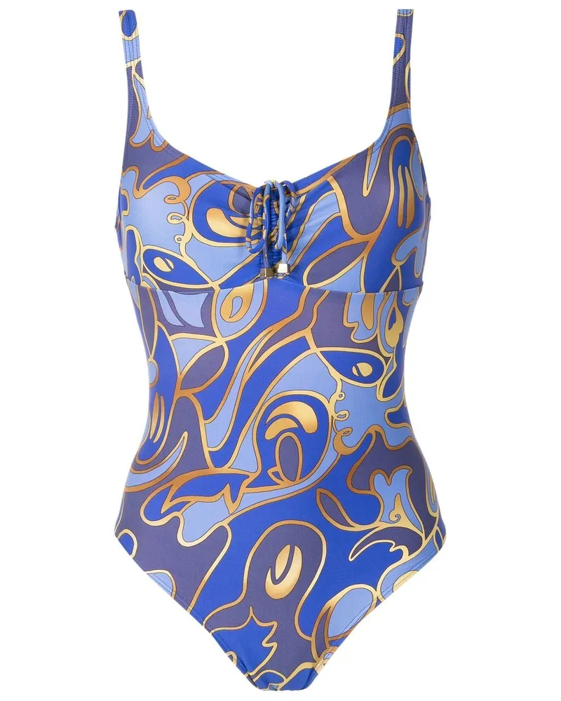 Lygia & Nanny Badeanzug mit grafischem Print - Blau Blau