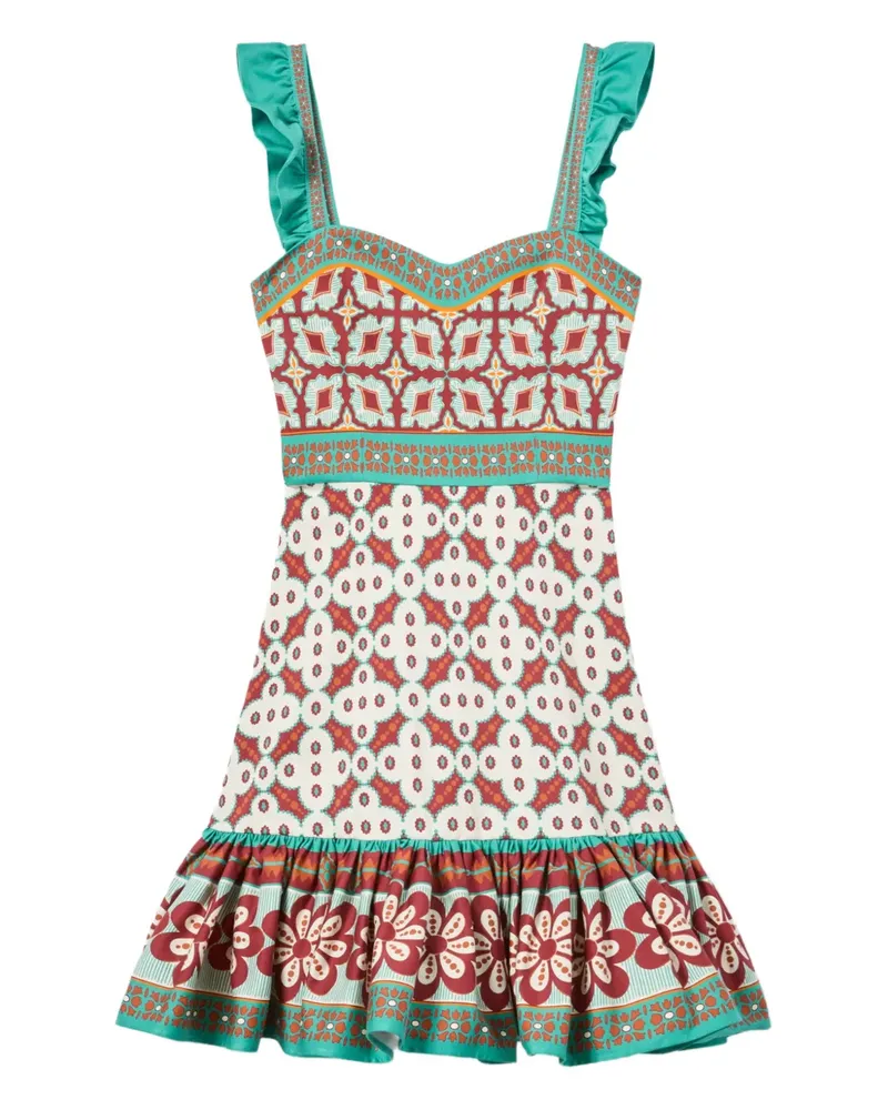 La DoubleJ Gerüschtes Gingerbread Minikleid mit Print - Nude Nude