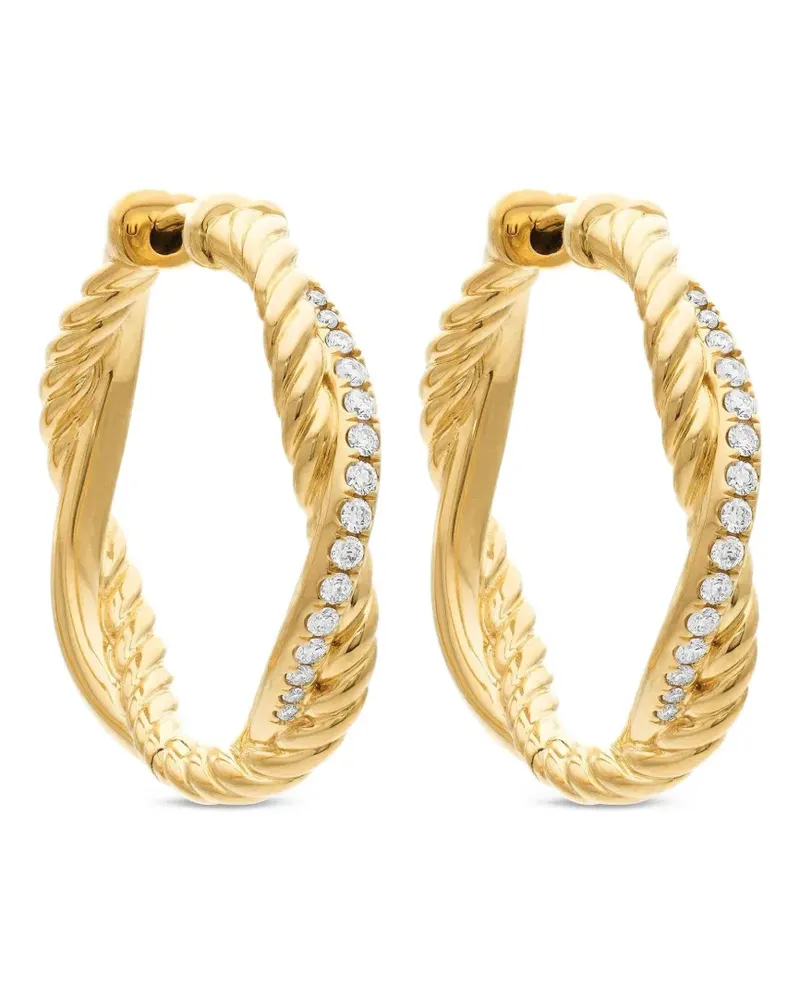 David Yurman 18kt Petite Infinity Gelbgoldcreolen mit Diamanten (17,3mm Gold