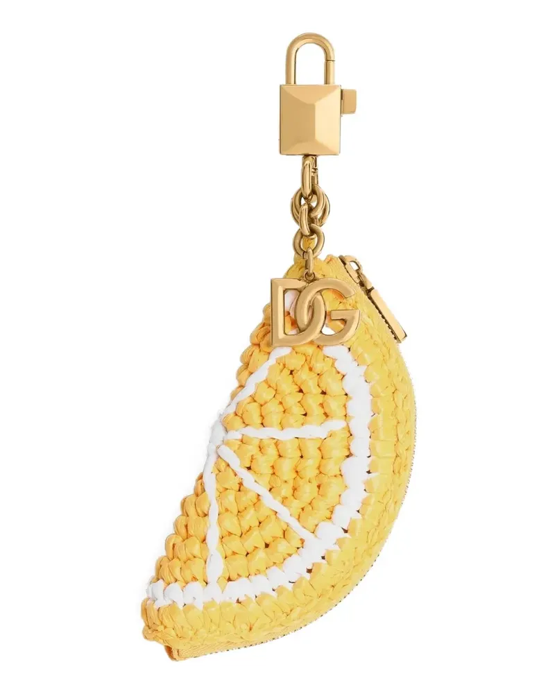 Dolce & Gabbana raffia charm key ring - Gelb Gelb