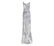 Abendkleid aus Samt mit Devoré-Effekt - Blau