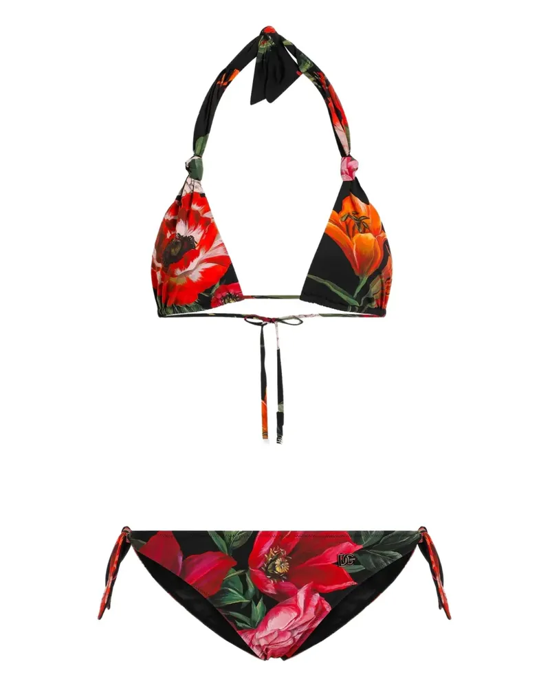 Dolce & Gabbana Badeanzug mit Blumen-Print - Schwarz Schwarz
