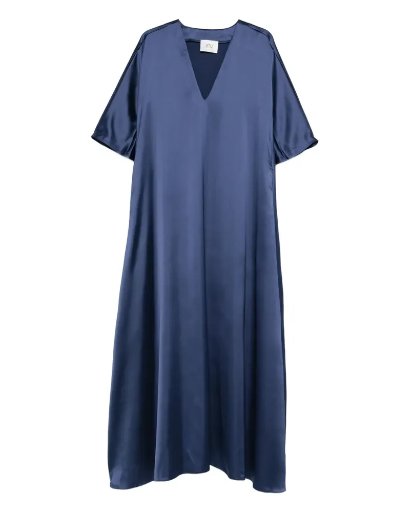 ATU Body Couture Satin-Maxikleid mit V-Ausschnitt - Blau Blau