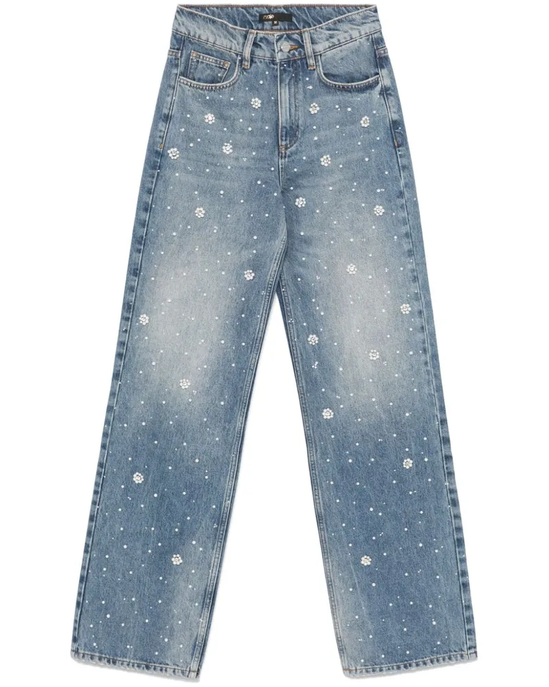 Maje Bestickte Wide-Leg-Jeans - Blau Blau