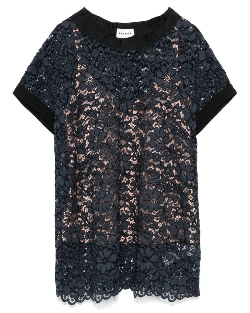 P.A.R.O.S.H. T-Shirt aus Kordelspitze Blau