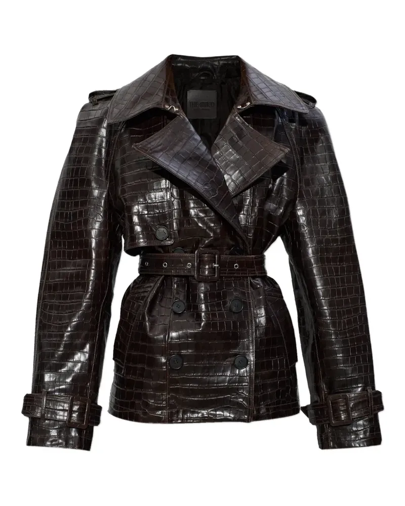 ATTICO belted leather jacket - Braun Braun