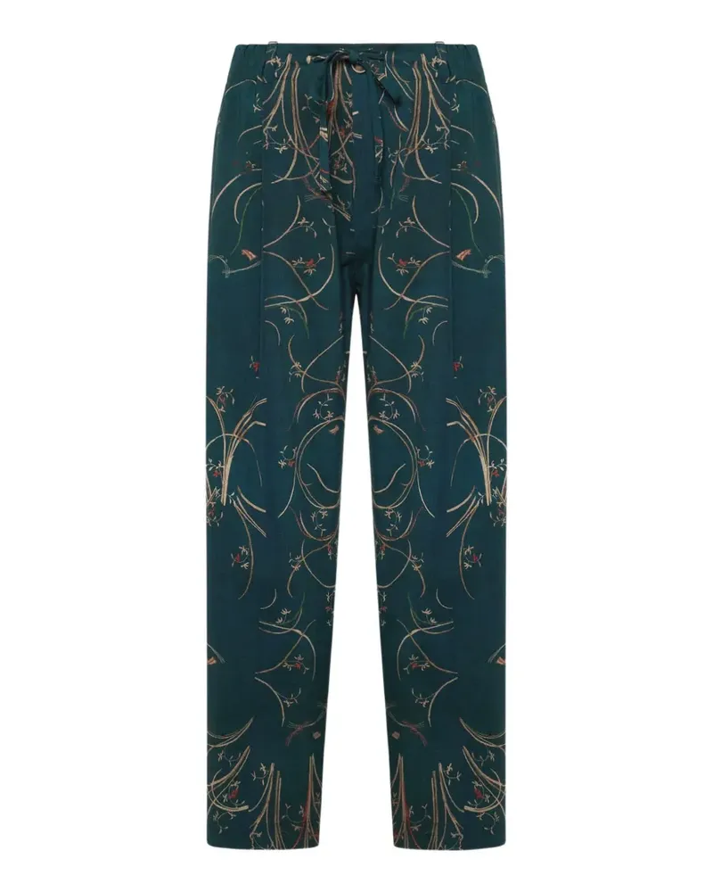 Pierre-Louis Mascia DYLAN Wide-Leg-Hose mit botanischem Muster - Blau Blau