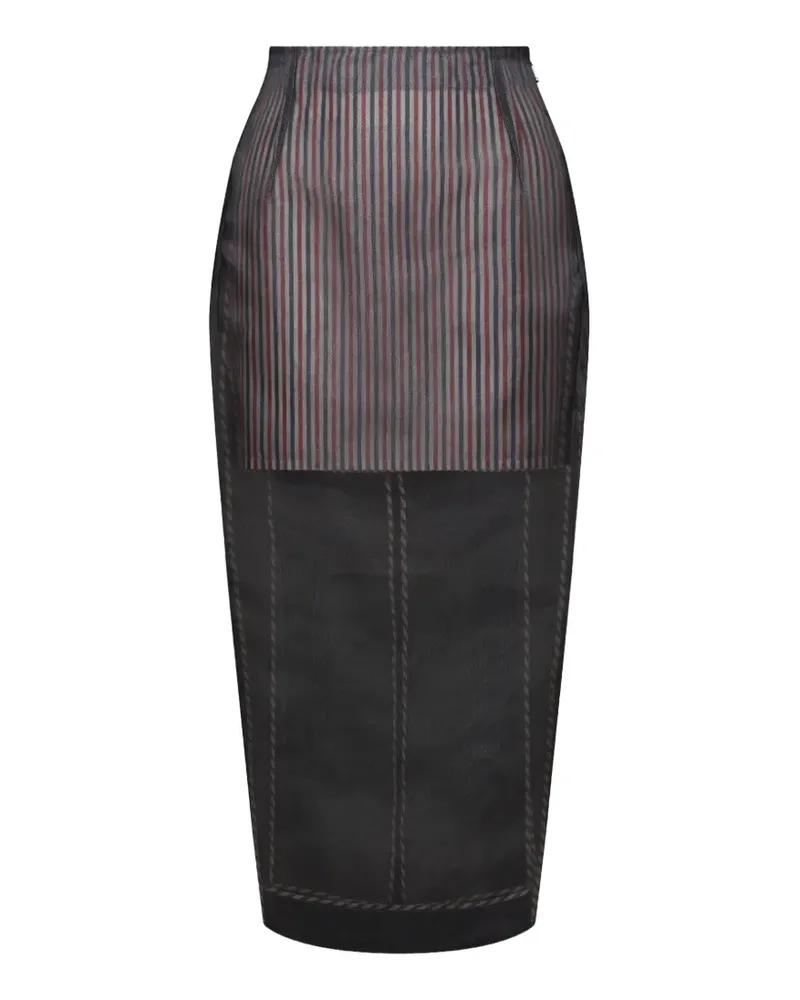 Thom Browne Bleistiftrock mit hohem Bund aus Seidenorganza - Schwarz Schwarz