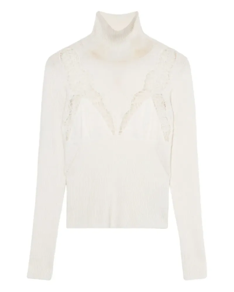 Blumarine Rollkragenpullover mit Spitze - Weiß Weiß