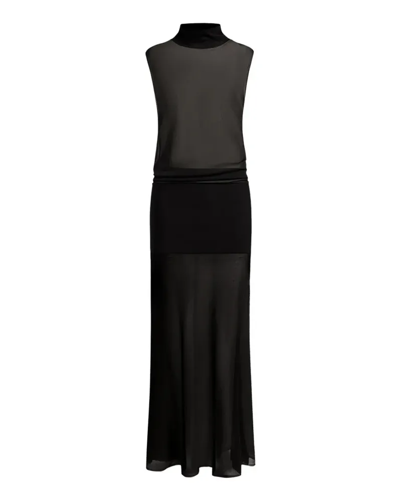 12 STOREEZ Maxikleid mit Rollkragen - Schwarz Schwarz