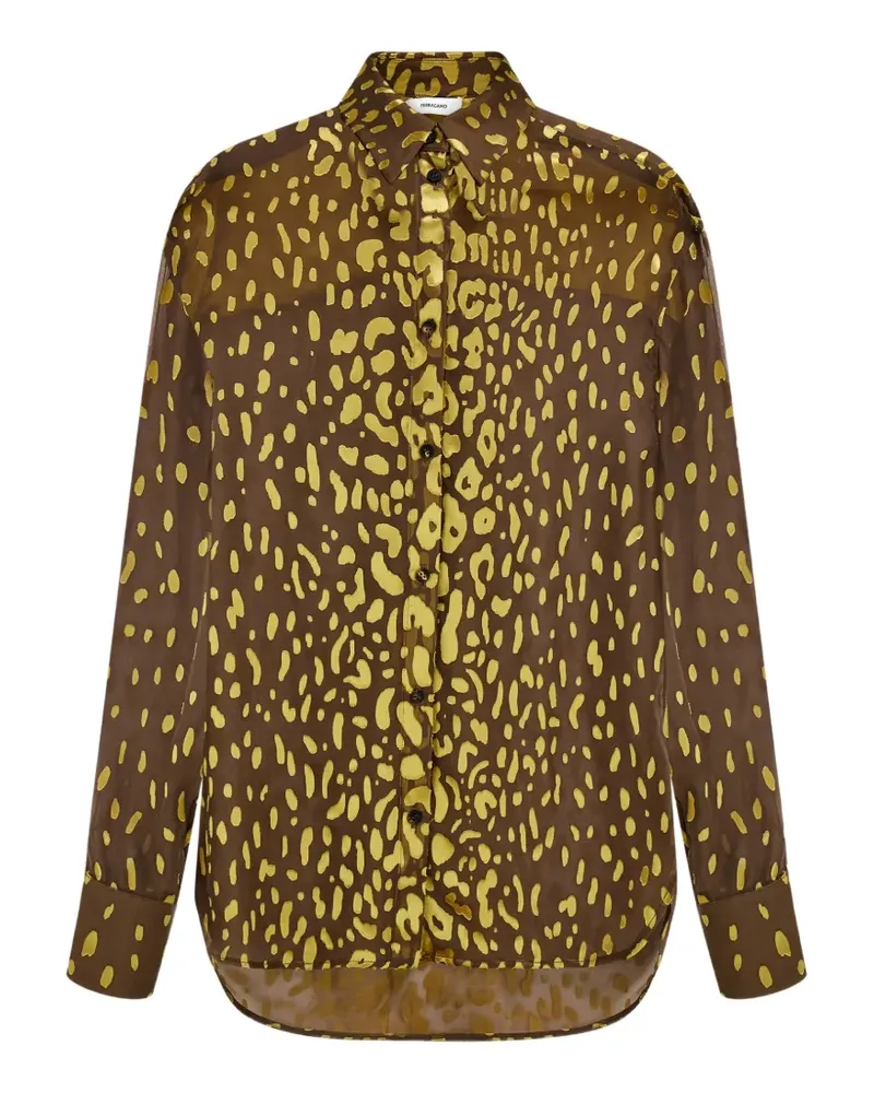 Ferragamo Devoré Georgette-Hemd - Braun Braun