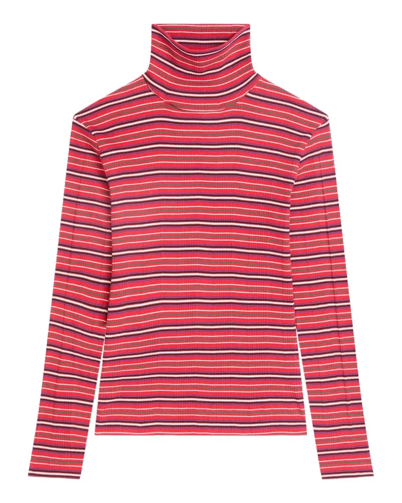 Dries van Noten Geripptes Strick-T-Shirt mit Rollkragen - Rot Rot