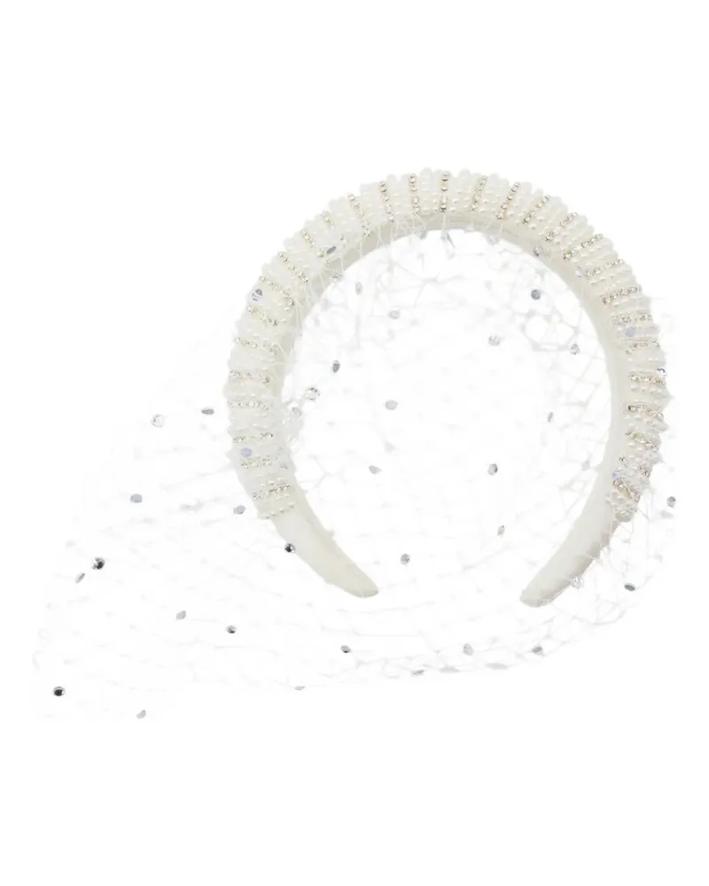 Self-Portrait crystal-embellished veil headband - Weiß Weiß