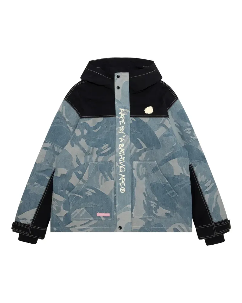 BAPE reversible logo-print hooded jacket - Blau Blau
