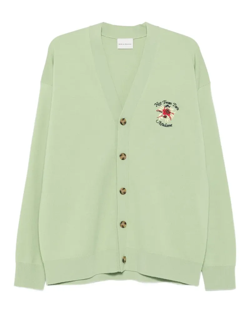 Drôle de Monsieur embroidered-logo V-neck cardigan - Grün Grün