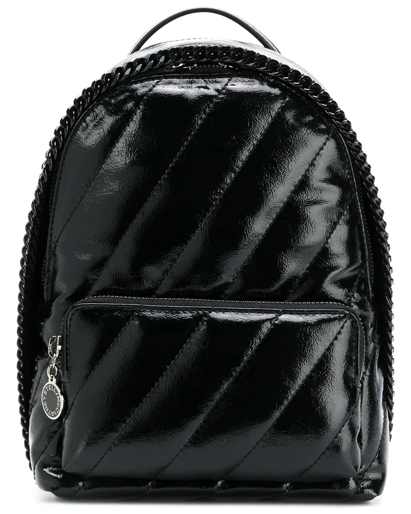 Stella McCartney Rucksack in Lackleder-Optik - Schwarz Schwarz