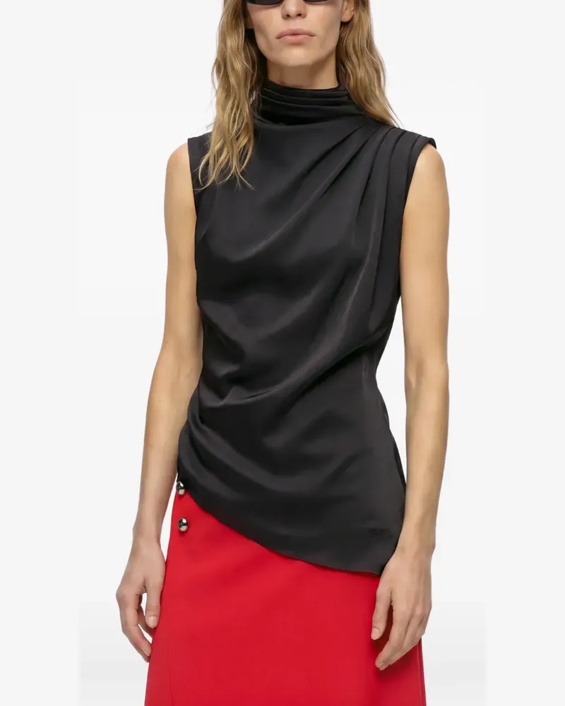 Karl Lagerfeld Asymmetrisches Top mit Drapierung - Schwarz Schwarz