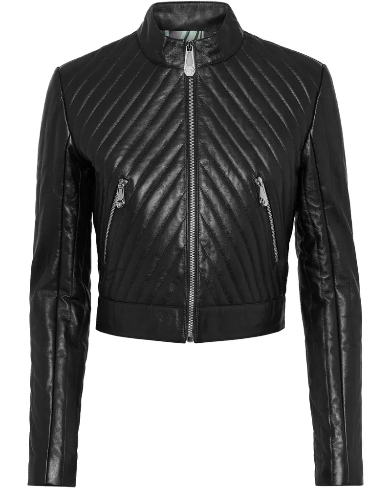 Philipp Plein Klassische Lederjacke - Schwarz Schwarz