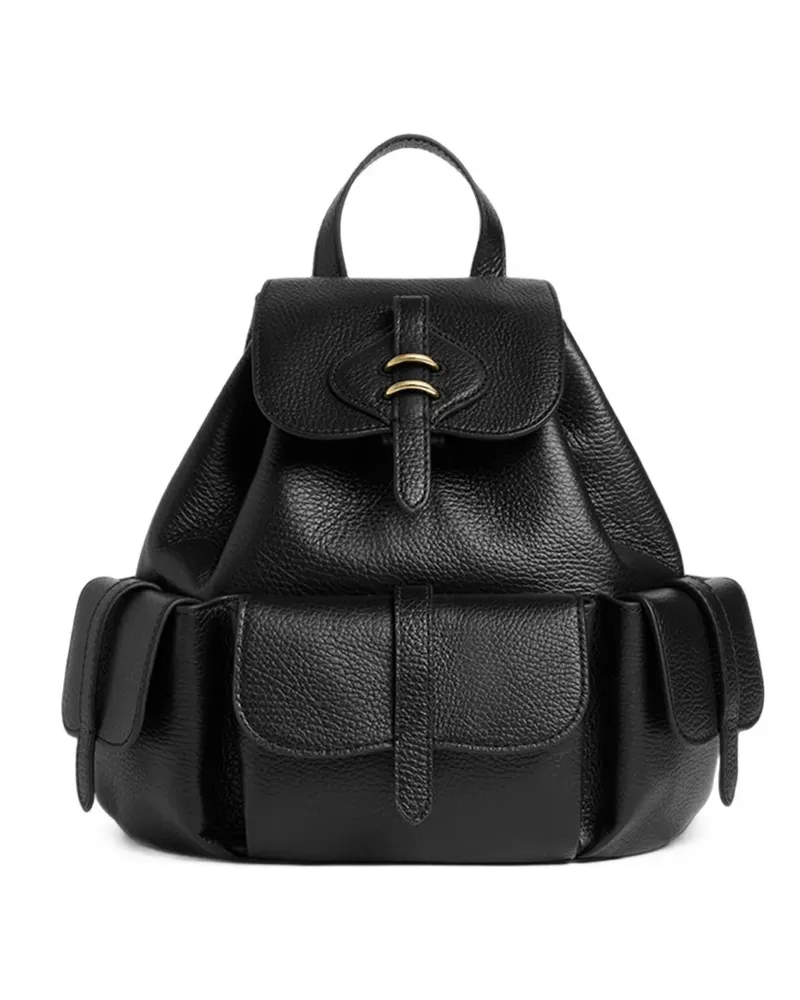 Coccinelle medium Mavery grained leather pocket-detail backpack - Schwarz Schwarz