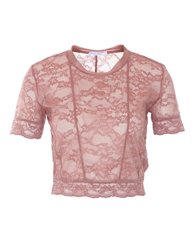 Patrizia Pepe lace-embroidered T-shirt - Rosa Rosa