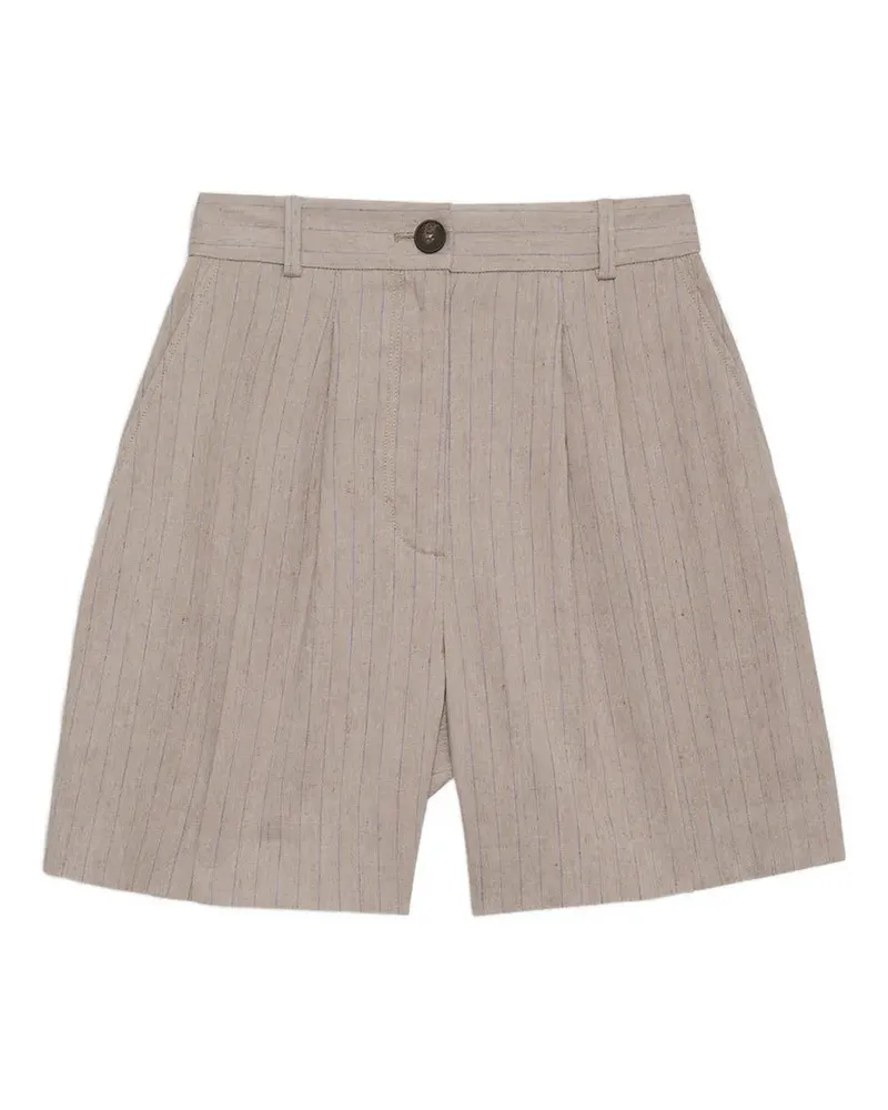 Anine Bing Brice Shorts mit Taupe-Print und Nadelstreifen - Nude Nude
