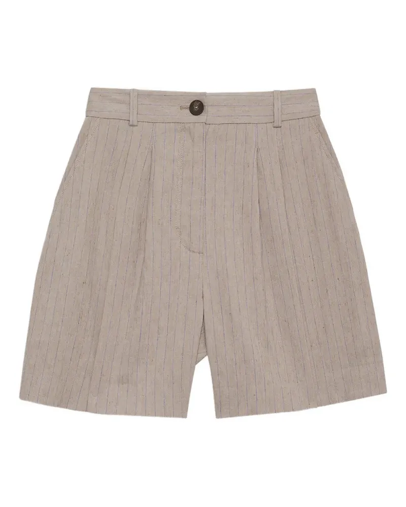 Anine Bing Brice shorts - taupe and blue pinstripe - Nude Nude