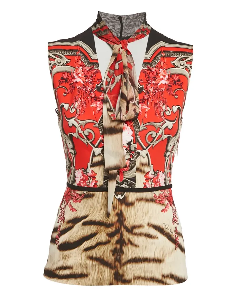 Roberto Cavalli Blusentop mit Blumen-Print - Rot Rot