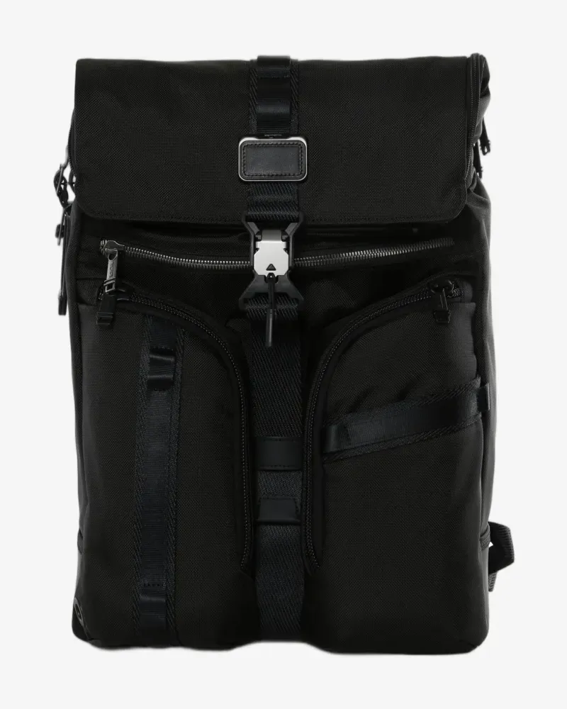 Tumi Rucksack mit Schnallenverschluss und Reißverschlusstasche - Schwarz Schwarz